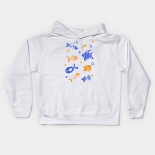 Blue and yellow tropical fishes Kids Hoodie